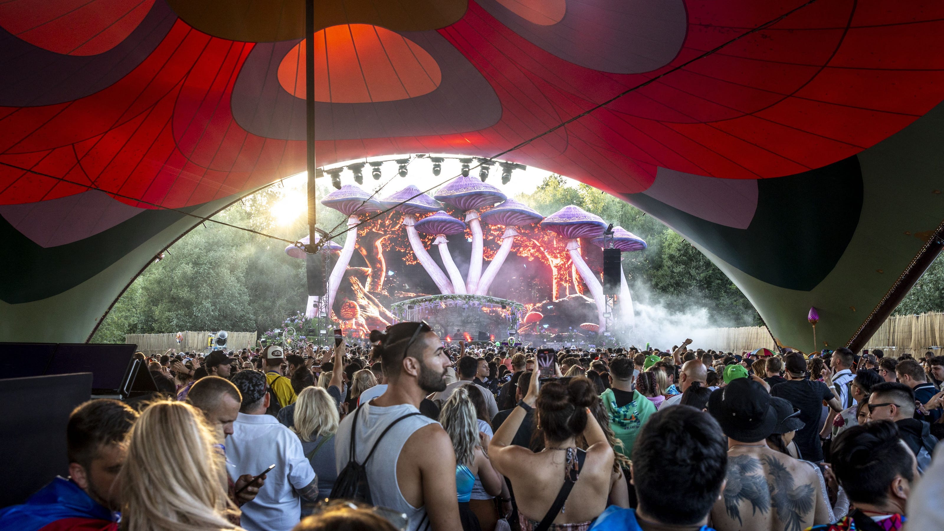 Tomorrowland ornate stage with massive crowd